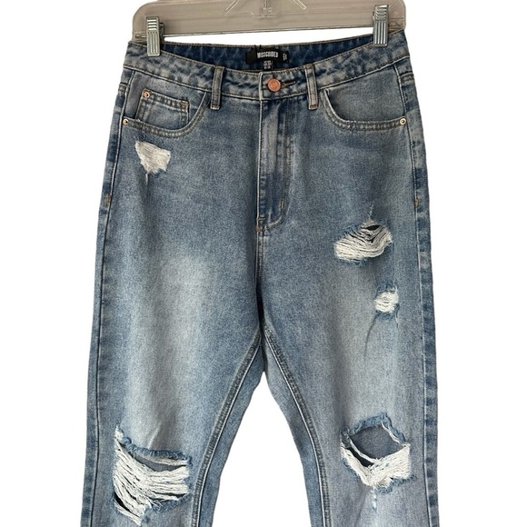 Missguided Ladder Hem Baggy Distressed Recycled Jeans, 6 - Picture 6 of 14